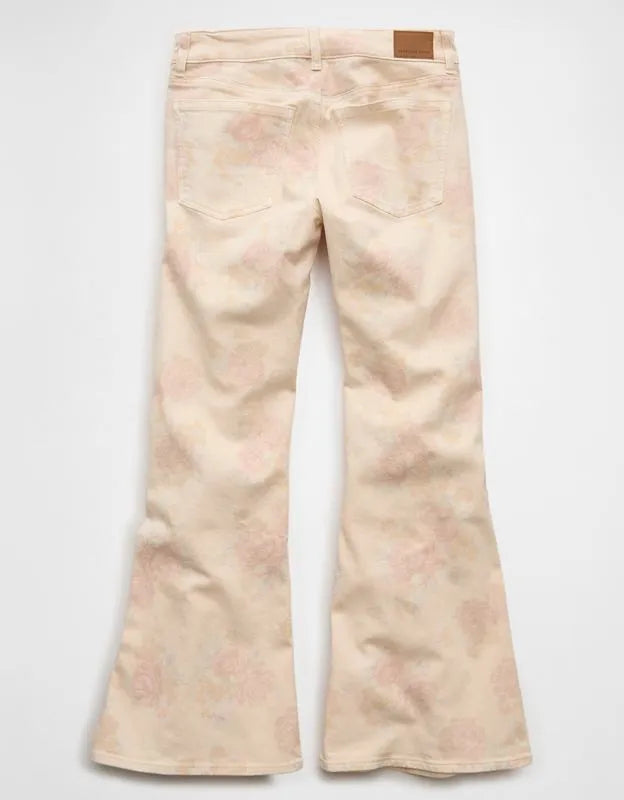 AE Stretch Low-Rise Floral Print Flare Jean