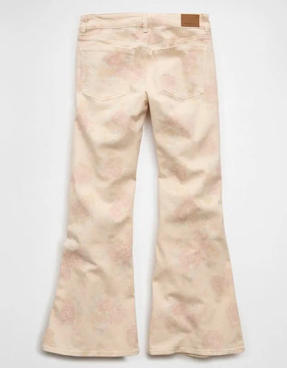 AE Stretch Low-Rise Floral Print Flare Jean