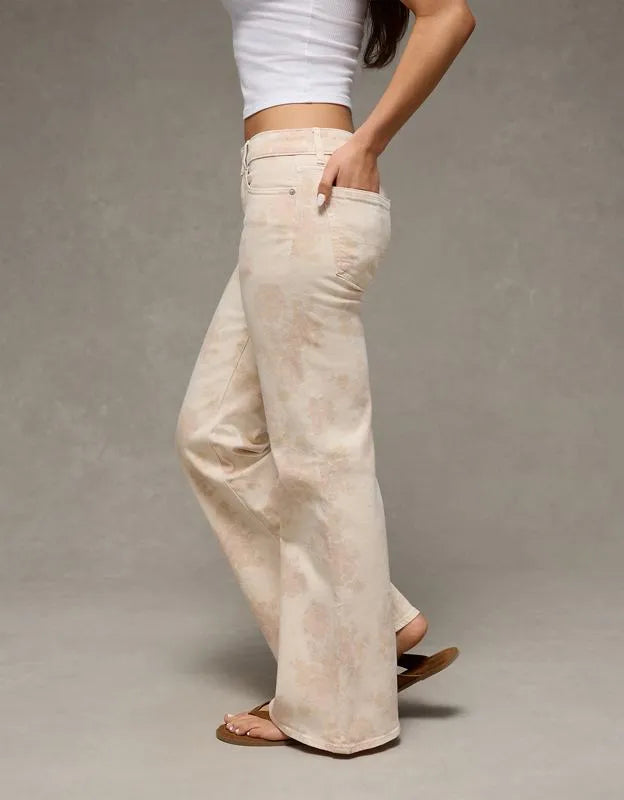 AE Stretch Low-Rise Floral Print Flare Jean