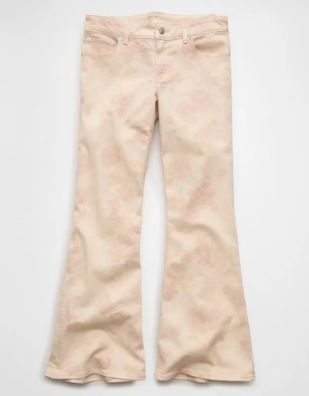 AE Stretch Low-Rise Floral Print Flare Jean