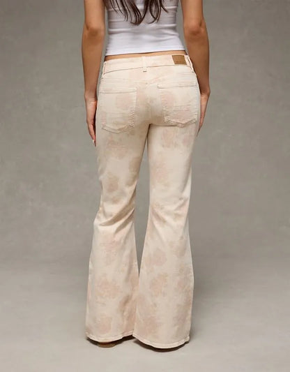 AE Stretch Low-Rise Floral Print Flare Jean