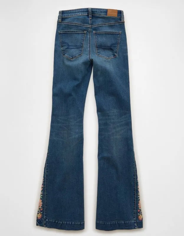 AE Super High-Waisted Embroidered Flare Jean