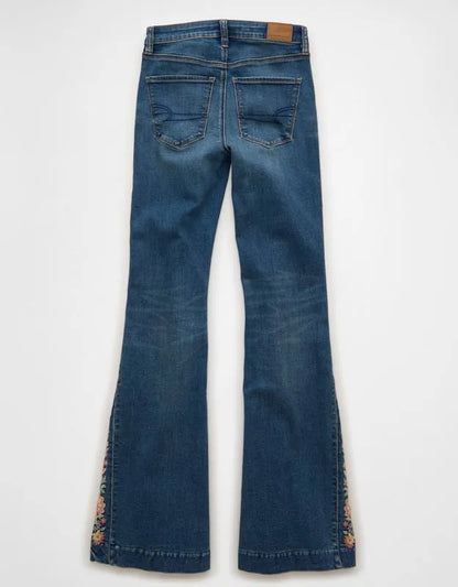 AE Super High-Waisted Embroidered Flare Jean