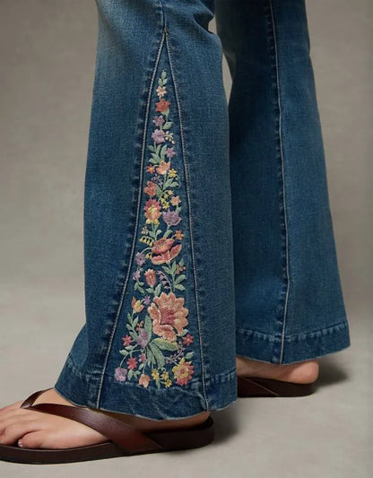 AE Super High-Waisted Embroidered Flare Jean