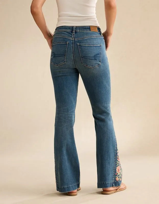 AE Super High-Waisted Embroidered Flare Jean