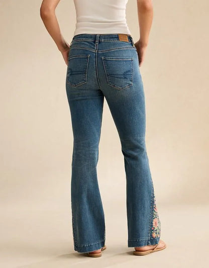 AE Super High-Waisted Embroidered Flare Jean