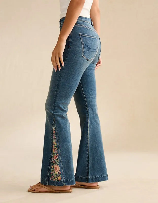AE Super High-Waisted Embroidered Flare Jean