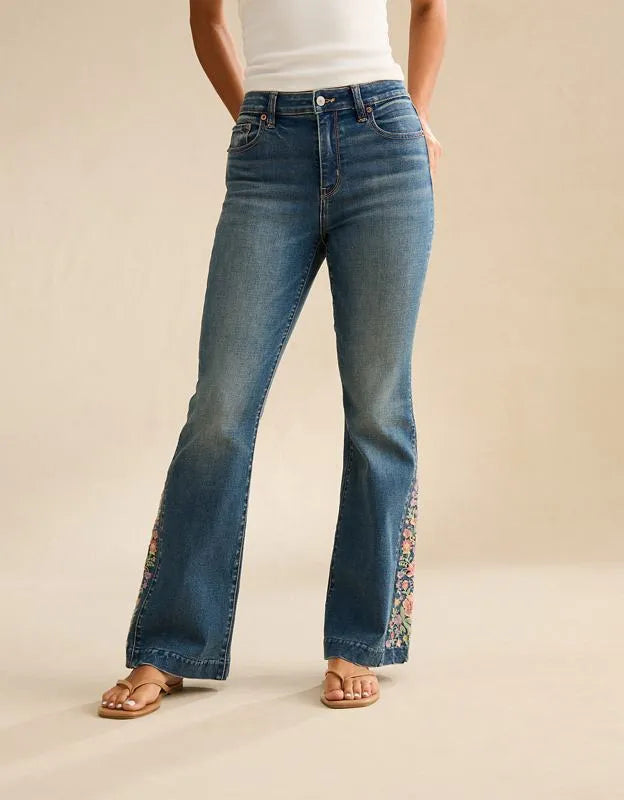 AE Super High-Waisted Embroidered Flare Jean