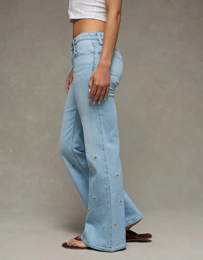 AE Low-Rise Floral Flare Jean