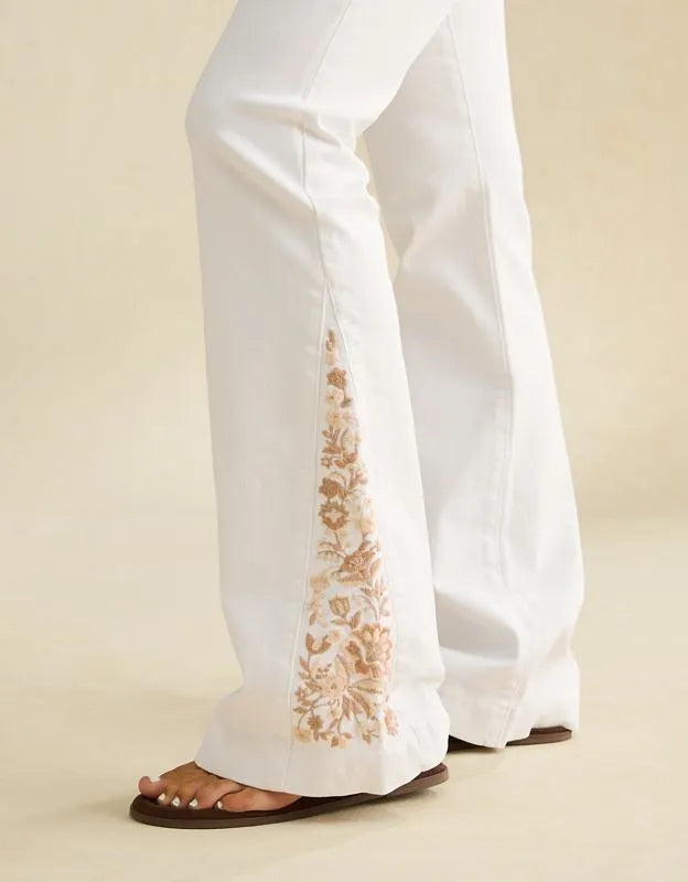 AE Super High-Waisted Embroidered Flare Jean