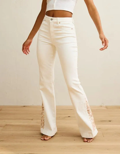 AE Super High-Waisted Embroidered Flare Jean