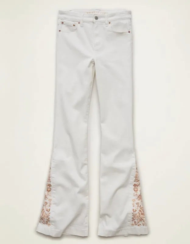 AE Super High-Waisted Embroidered Flare Jean