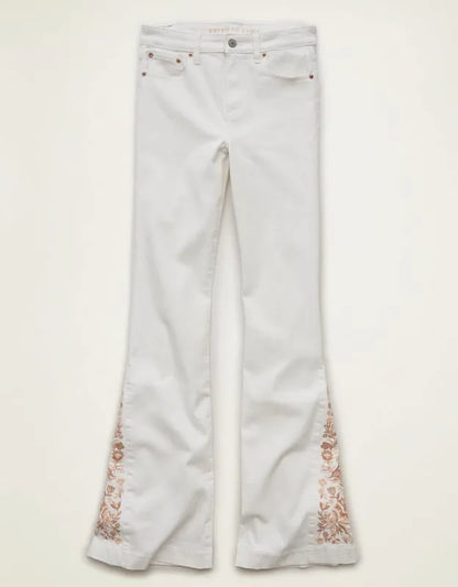 AE Super High-Waisted Embroidered Flare Jean