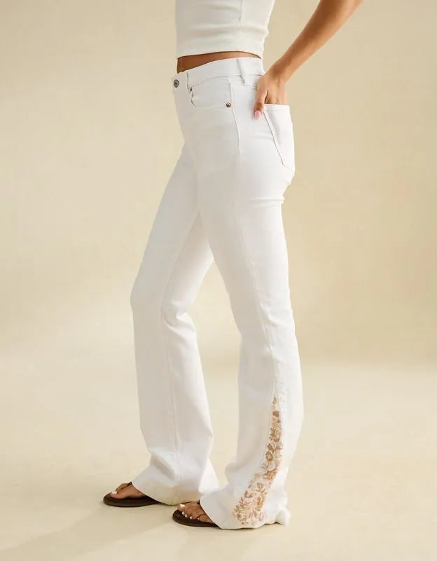 AE Super High-Waisted Embroidered Flare Jean
