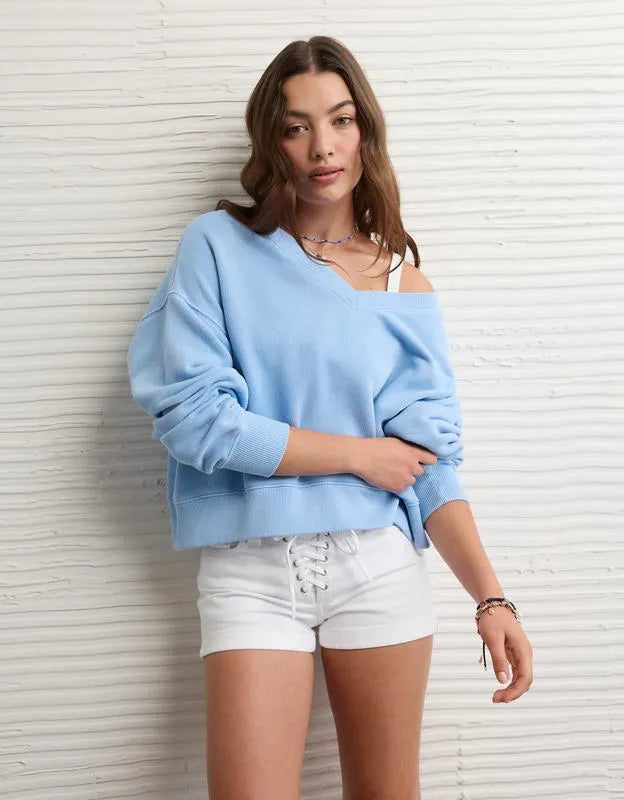 AE Cropped V-Neck Sweatshirt