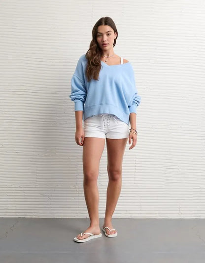 AE Cropped V-Neck Sweatshirt