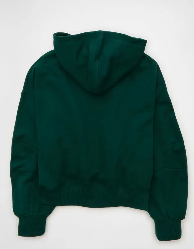 AE Everyday Luxe Balloon-Sleeve Full-Zip Sweatshirt