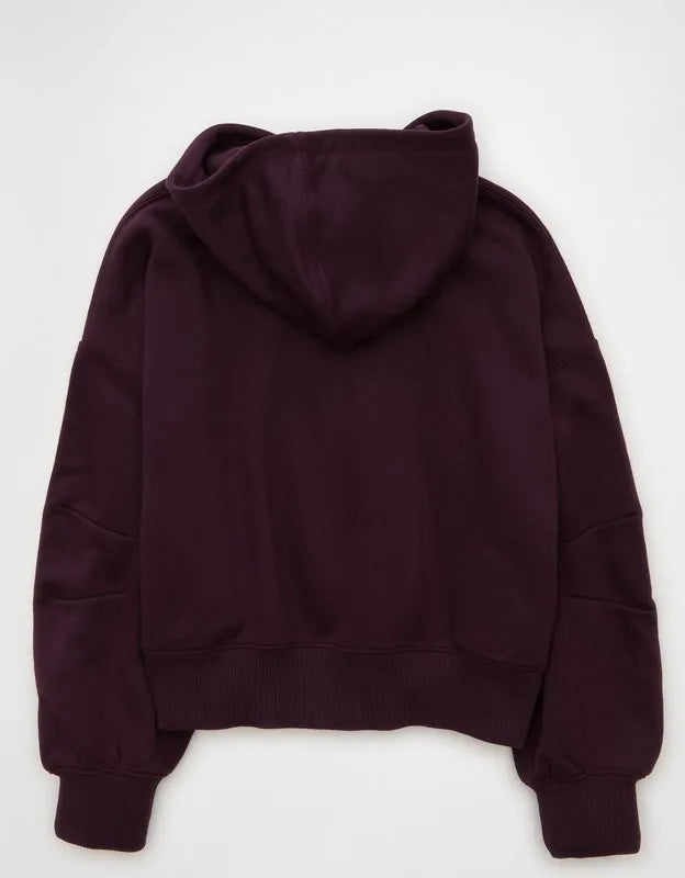 AE Everyday Luxe Balloon-Sleeve Full-Zip Sweatshirt