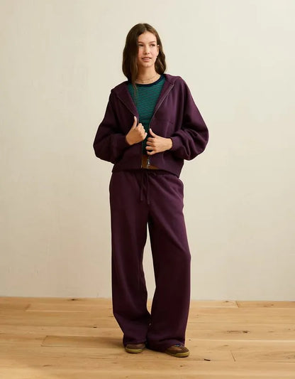 AE Everyday Luxe Balloon-Sleeve Full-Zip Sweatshirt