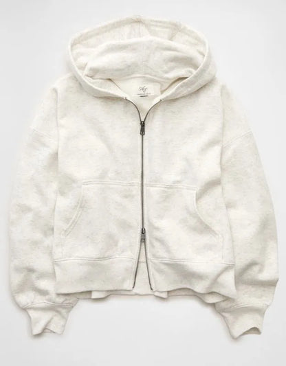 AE Everyday Luxe Balloon-Sleeve Full-Zip Sweatshirt