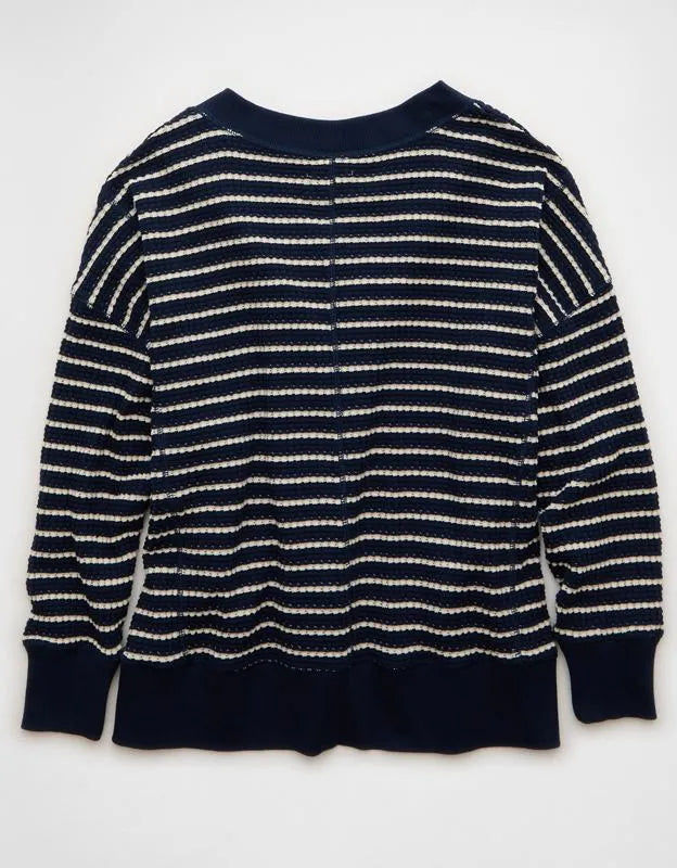 AE Big Hug V-Neck Waffle Sweatshirt