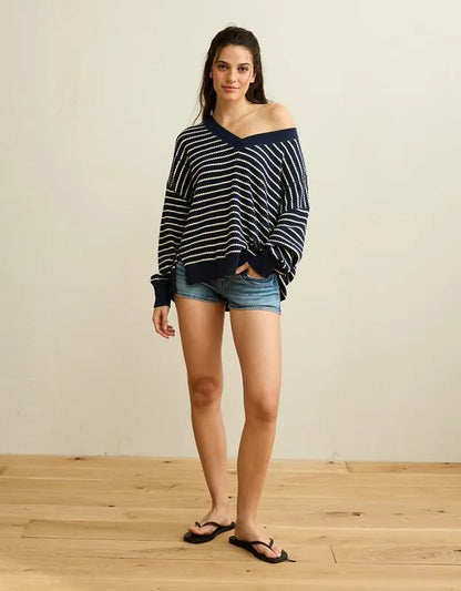 AE Big Hug V-Neck Waffle Sweatshirt
