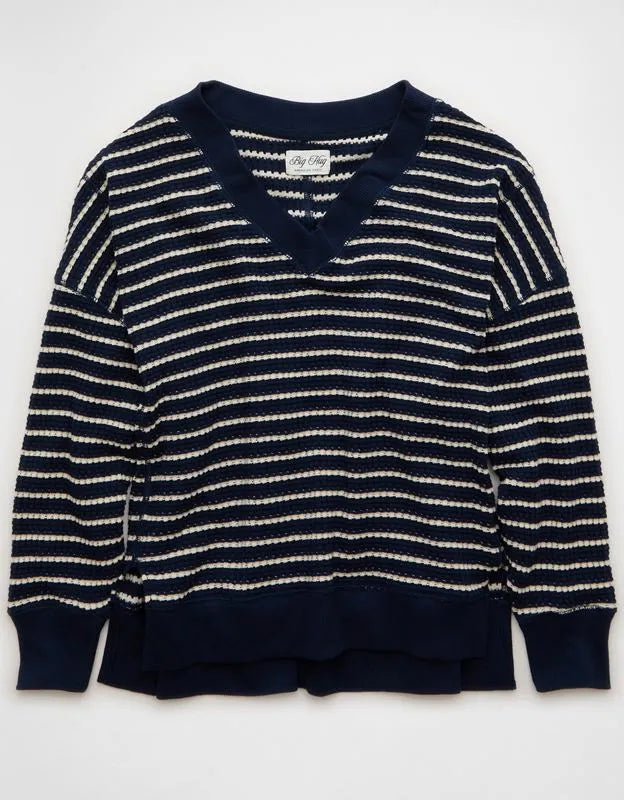 AE Big Hug V-Neck Waffle Sweatshirt
