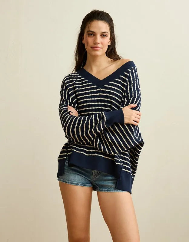 AE Big Hug V-Neck Waffle Sweatshirt