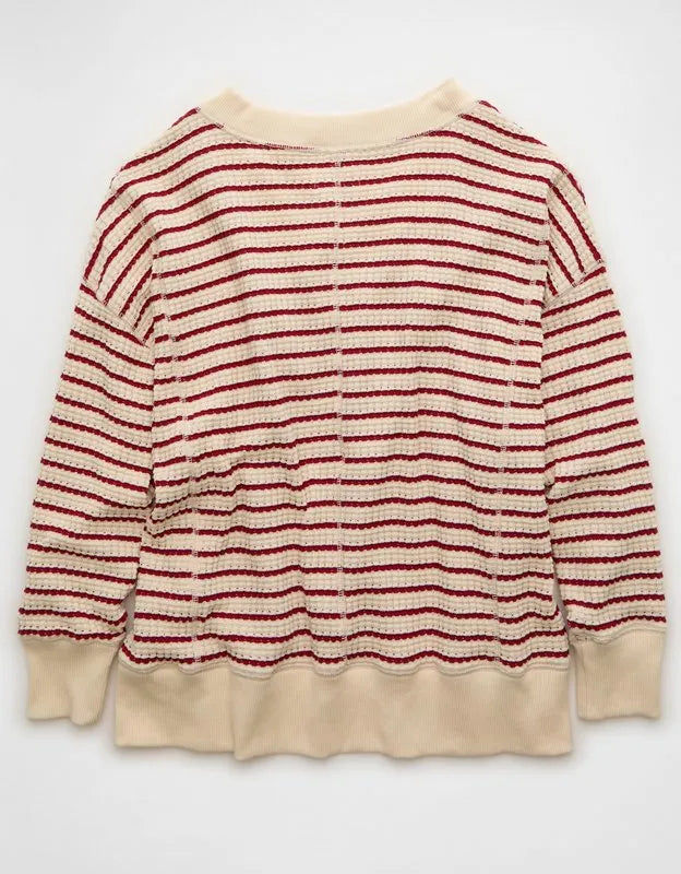 AE Big Hug V-Neck Waffle Sweatshirt