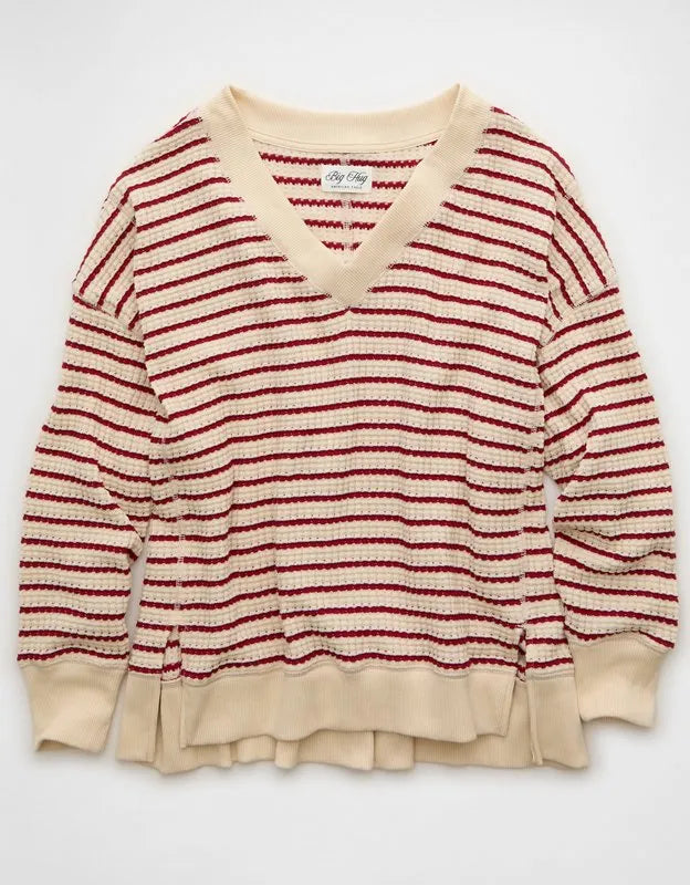 AE Big Hug V-Neck Waffle Sweatshirt