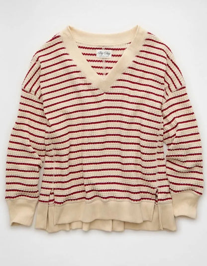AE Big Hug V-Neck Waffle Sweatshirt