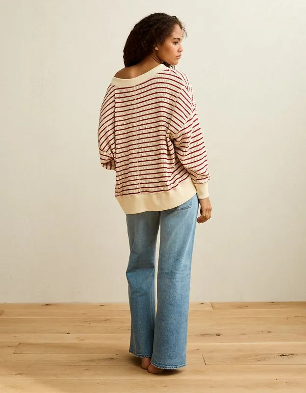 AE Big Hug V-Neck Waffle Sweatshirt