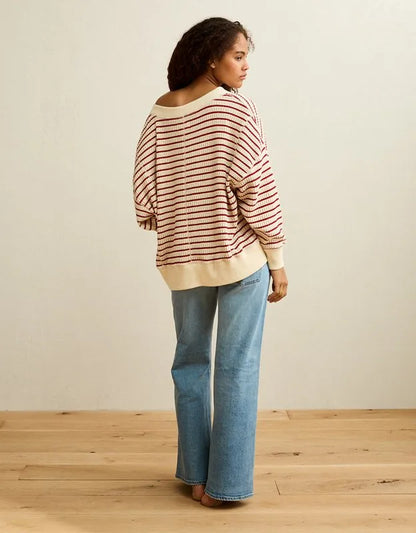 AE Big Hug V-Neck Waffle Sweatshirt
