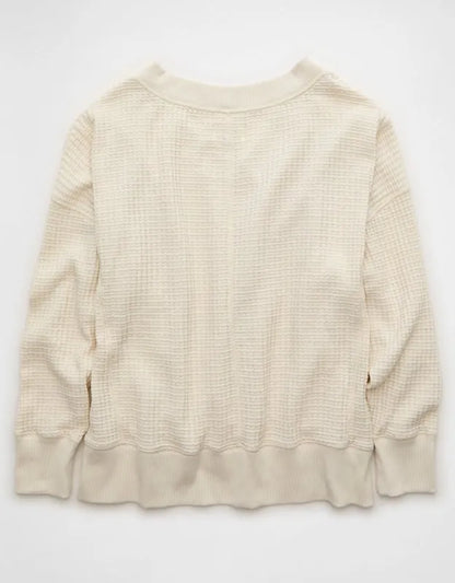 AE Big Hug V-Neck Waffle Sweatshirt