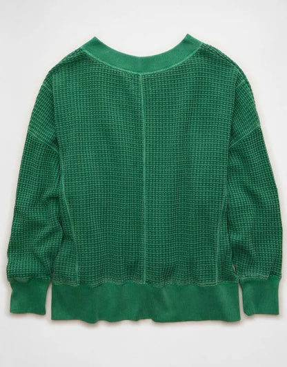 AE Big Hug V-Neck Waffle Sweatshirt