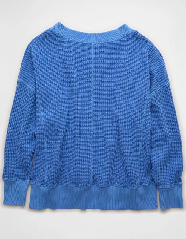 AE Big Hug V-Neck Waffle Sweatshirt