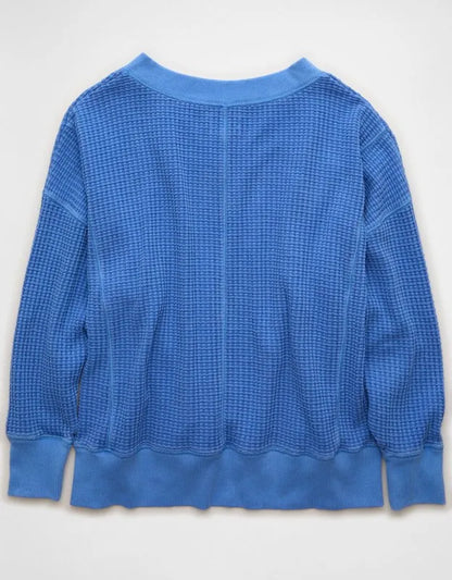 AE Big Hug V-Neck Waffle Sweatshirt