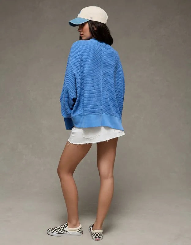 AE Big Hug V-Neck Waffle Sweatshirt