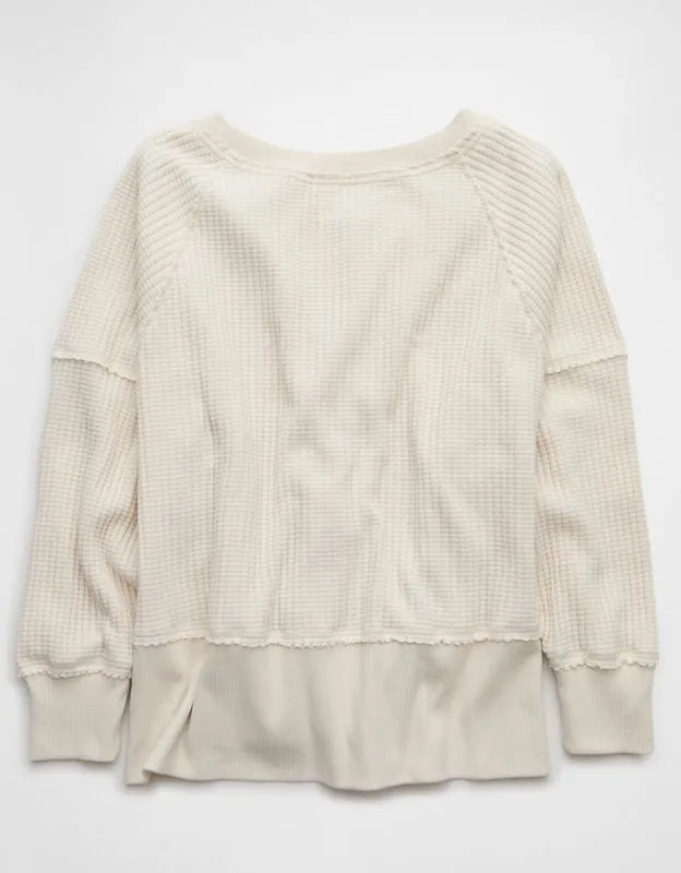 AE Big Hug Off-the-Shoulder Waffle Sweatshirt