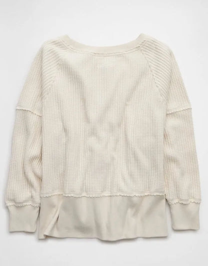 AE Big Hug Off-the-Shoulder Waffle Sweatshirt