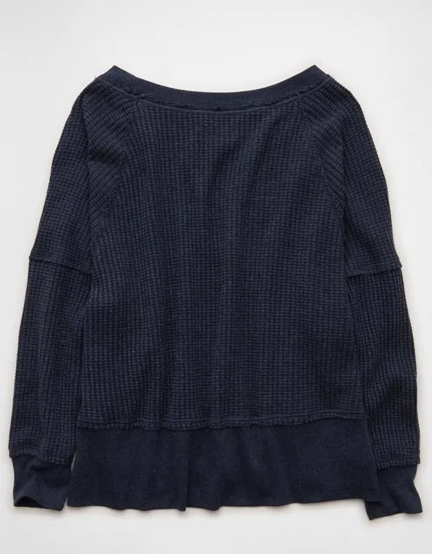 AE Big Hug Off-the-Shoulder Waffle Sweatshirt