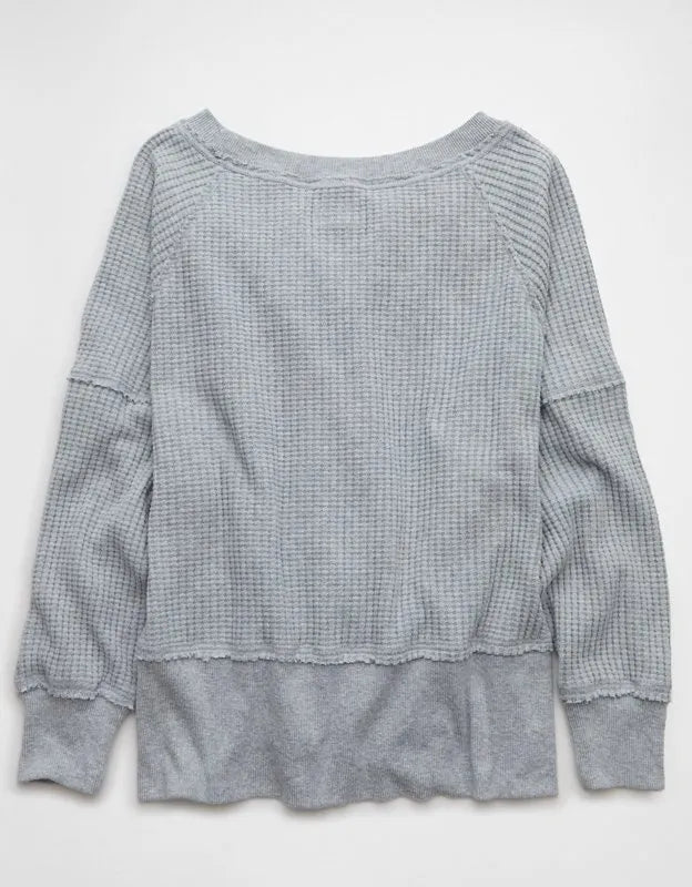 AE Big Hug Off-the-Shoulder Waffle Sweatshirt