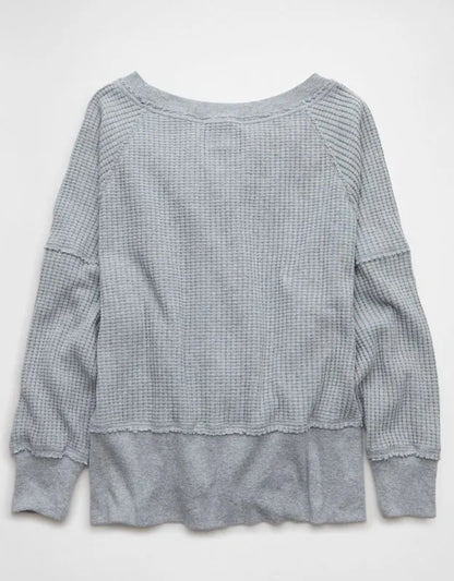 AE Big Hug Off-the-Shoulder Waffle Sweatshirt