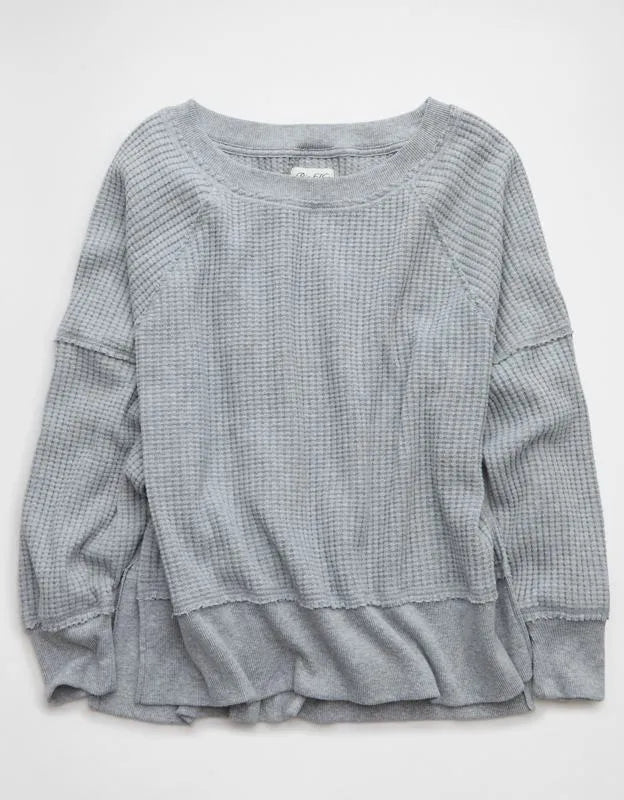 AE Big Hug Off-the-Shoulder Waffle Sweatshirt