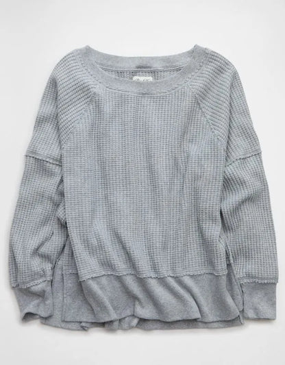 AE Big Hug Off-the-Shoulder Waffle Sweatshirt
