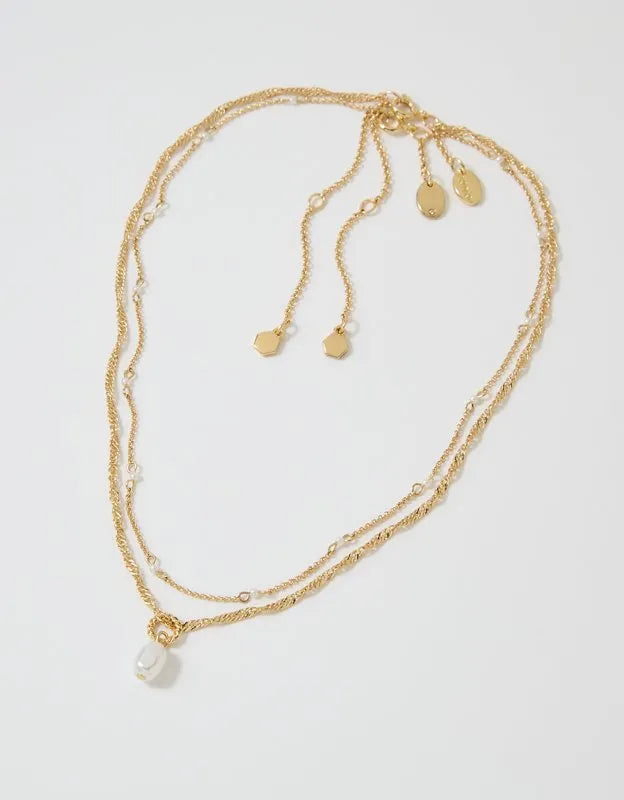 Aerie Twist Chain Pearl Necklace