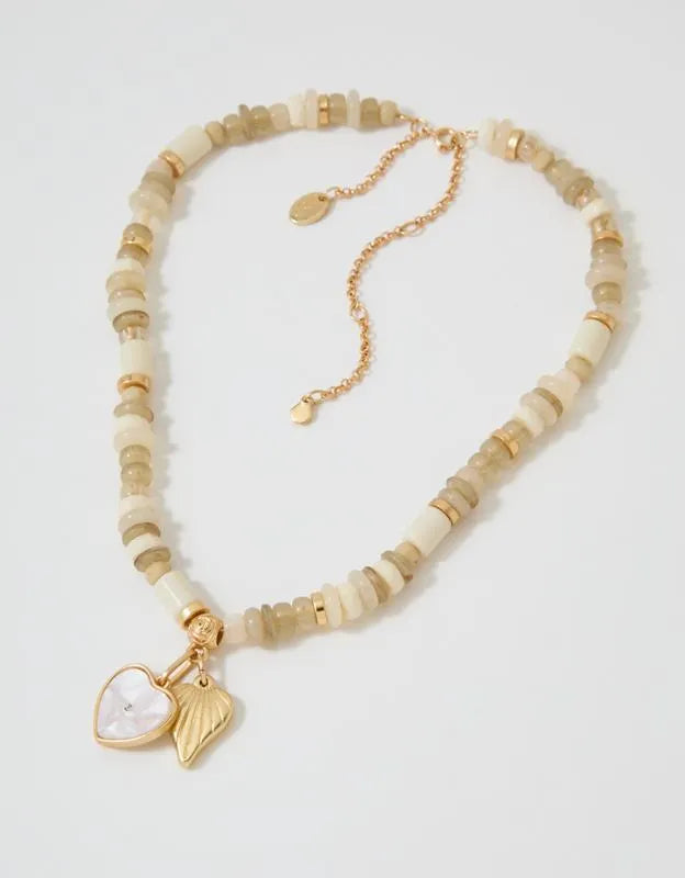 Aerie Chunky Beaded Charm Necklace