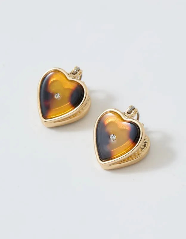 Aerie Resin Heart Huggie Earrings