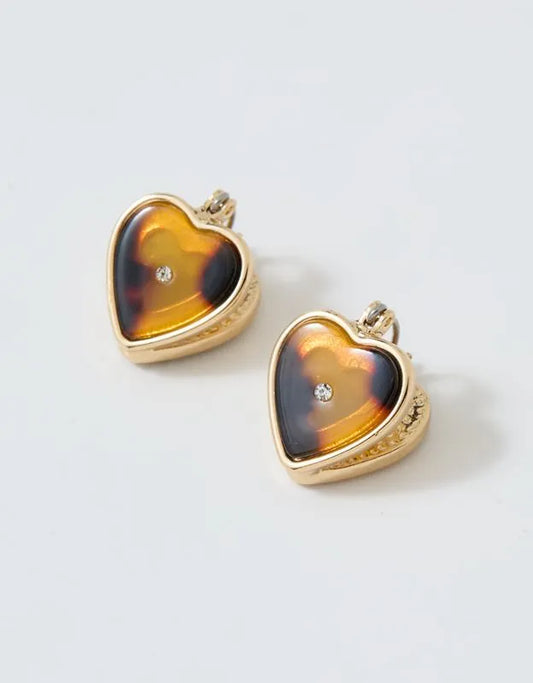 Aerie Resin Heart Huggie Earrings