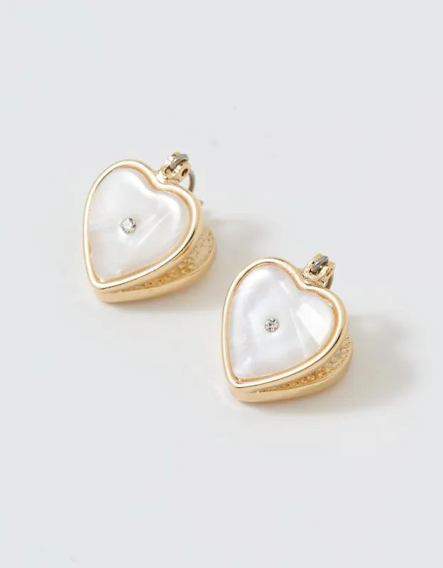 Aerie Resin Heart Huggie Earrings